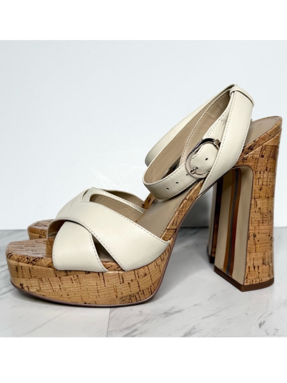 Sam Edelman Kayna Cork Platform Heeled Sandal 10M